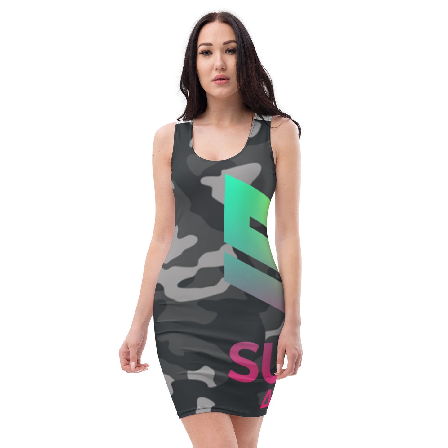 Superadonai SA Logo Army fatigue Bodycon dress
