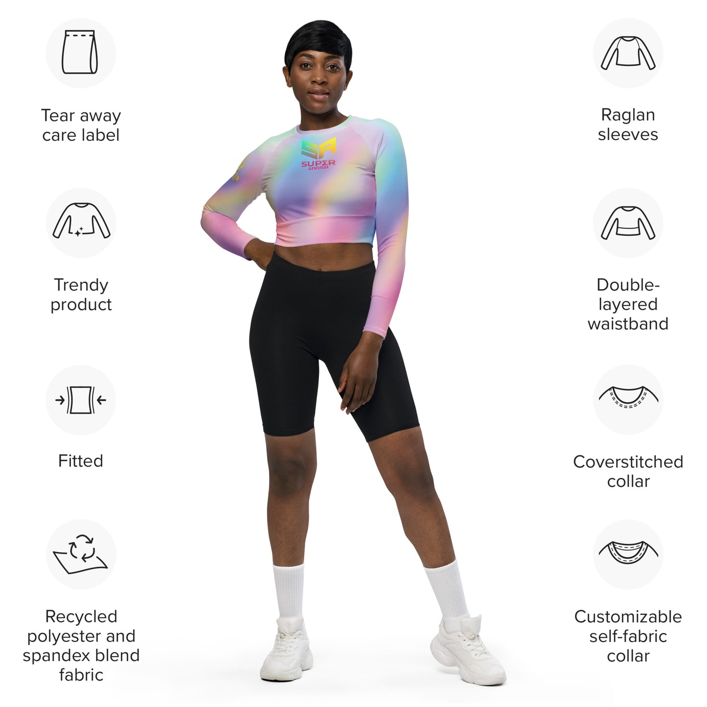 Superadonai SA Logo long-sleeve crop top