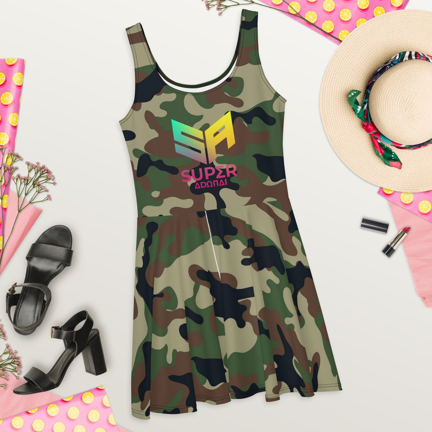 Superadonai Army fatigue Skater Dress