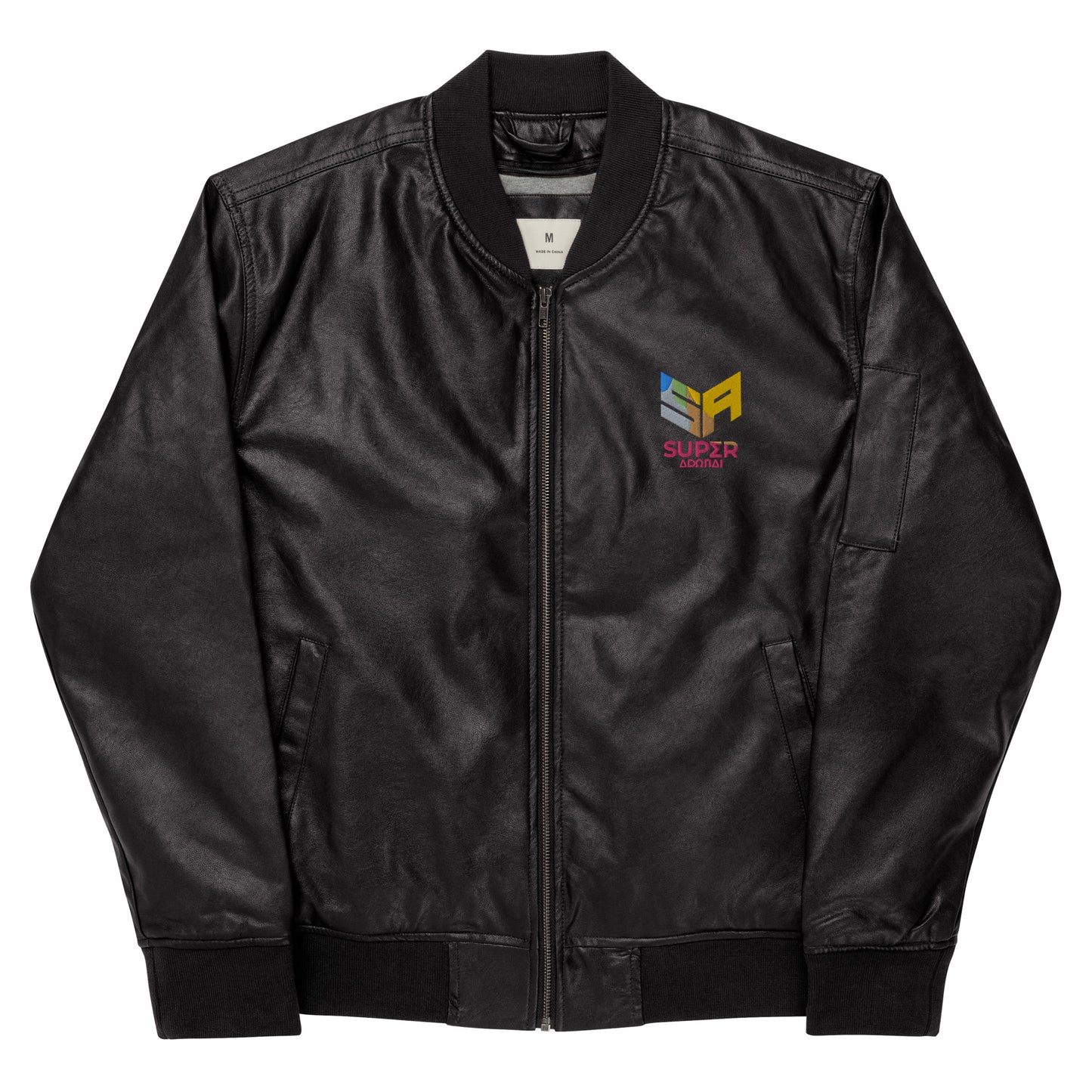 Superadonai SA Logo Leather Bomber Jacket