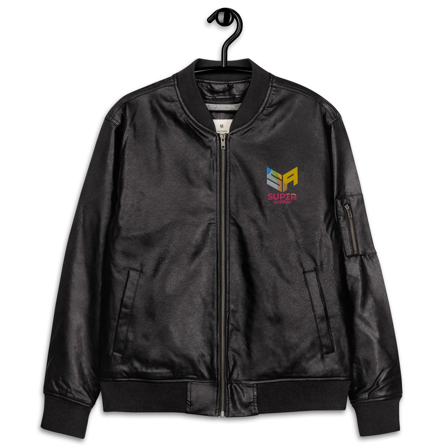 Superadonai SA Logo Leather Bomber Jacket