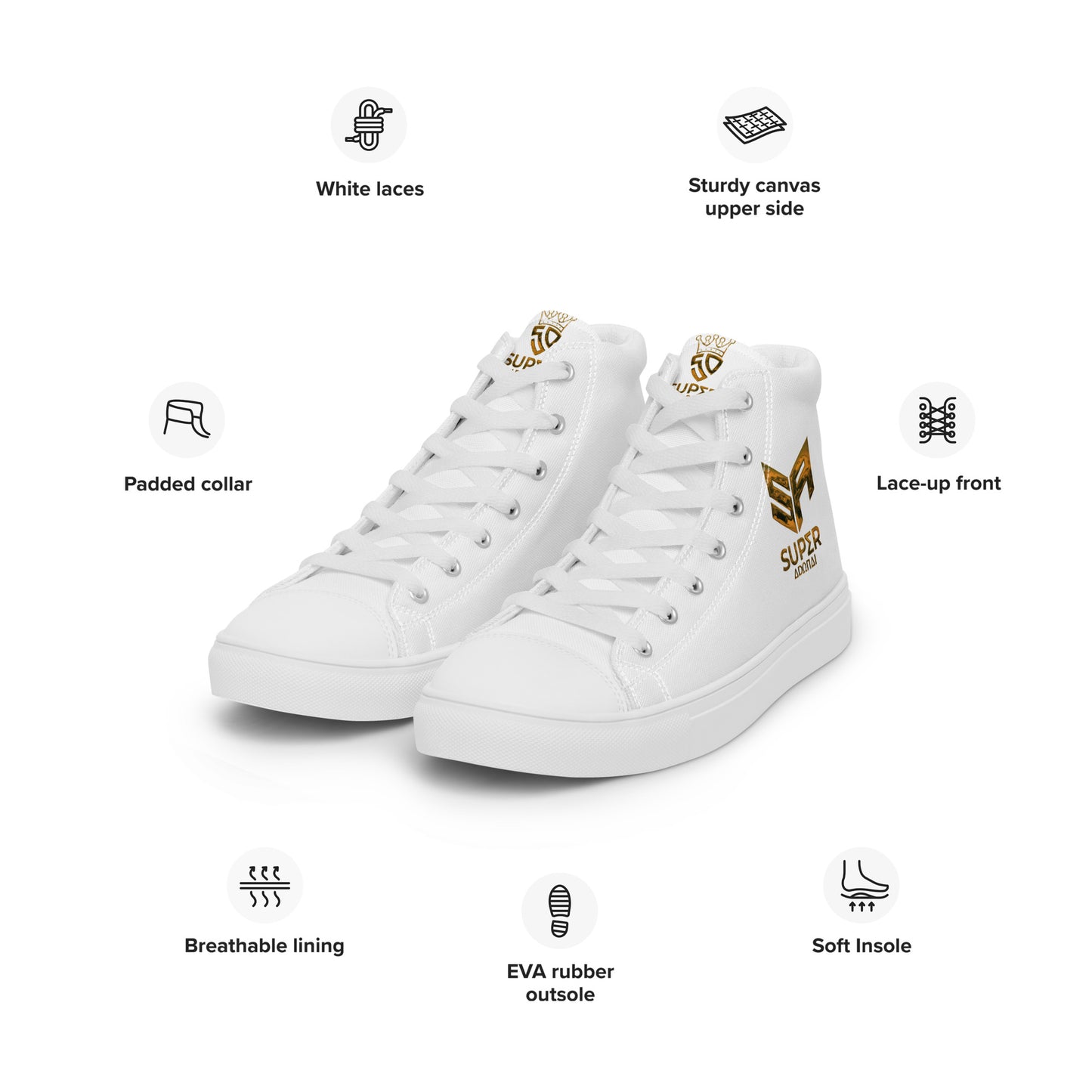 Superadonai SA Logo Men’s high top canvas shoes