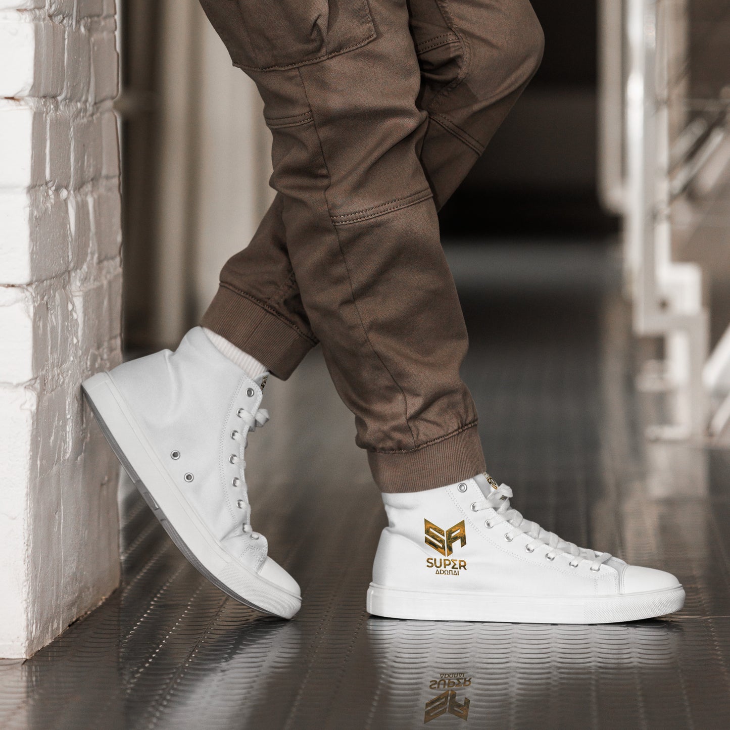 Superadonai SA Logo Men’s high top canvas shoes