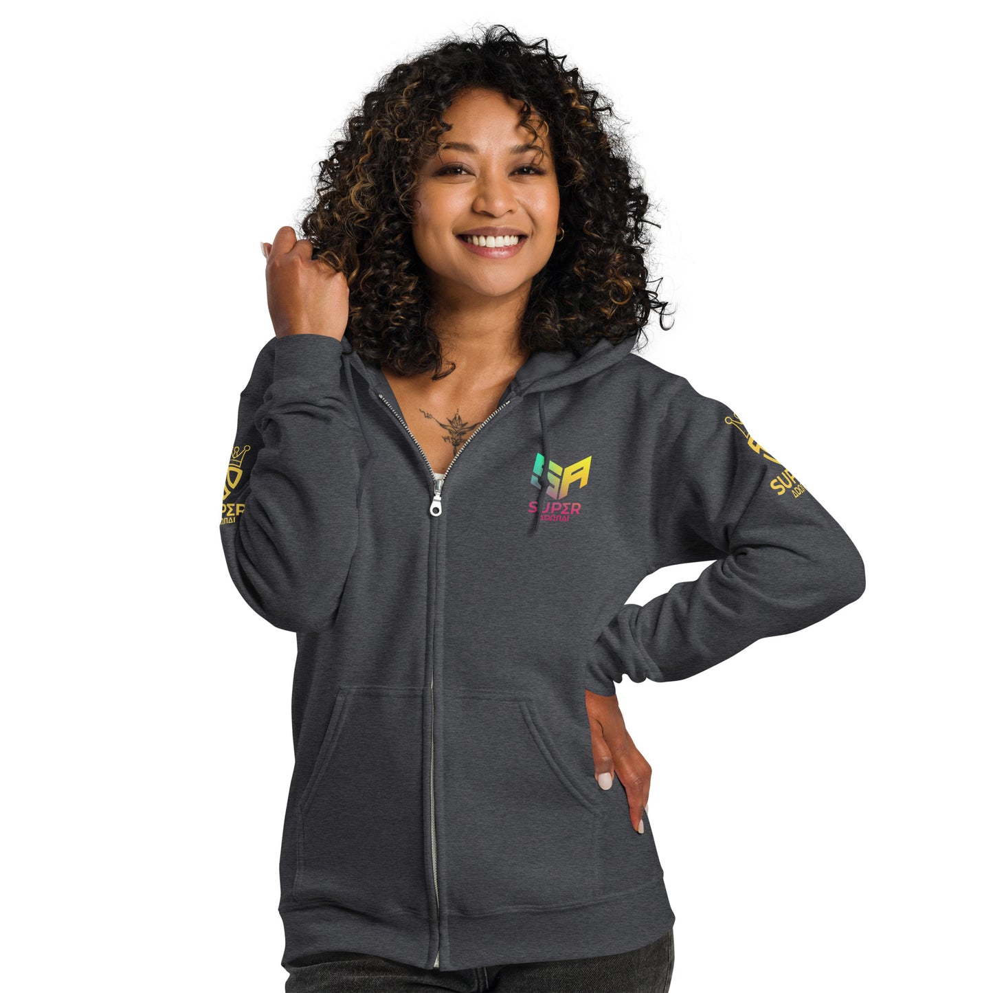 Superadonai SA Logo heavy blend zip hoodie