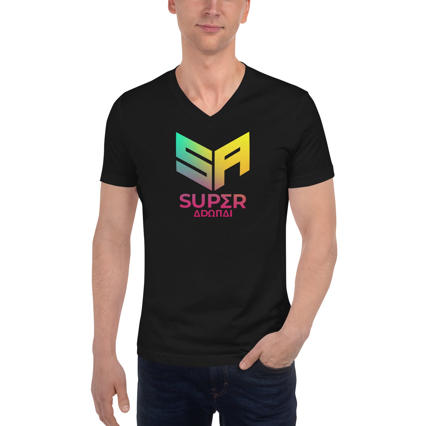 Superadonai SA logo Short Sleeve V-Neck T-Shirt