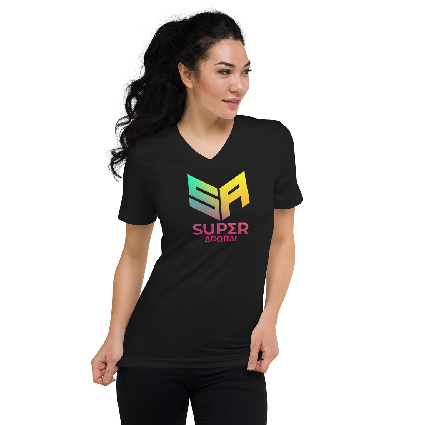 Superadonai SA logo Short Sleeve V-Neck T-Shirt