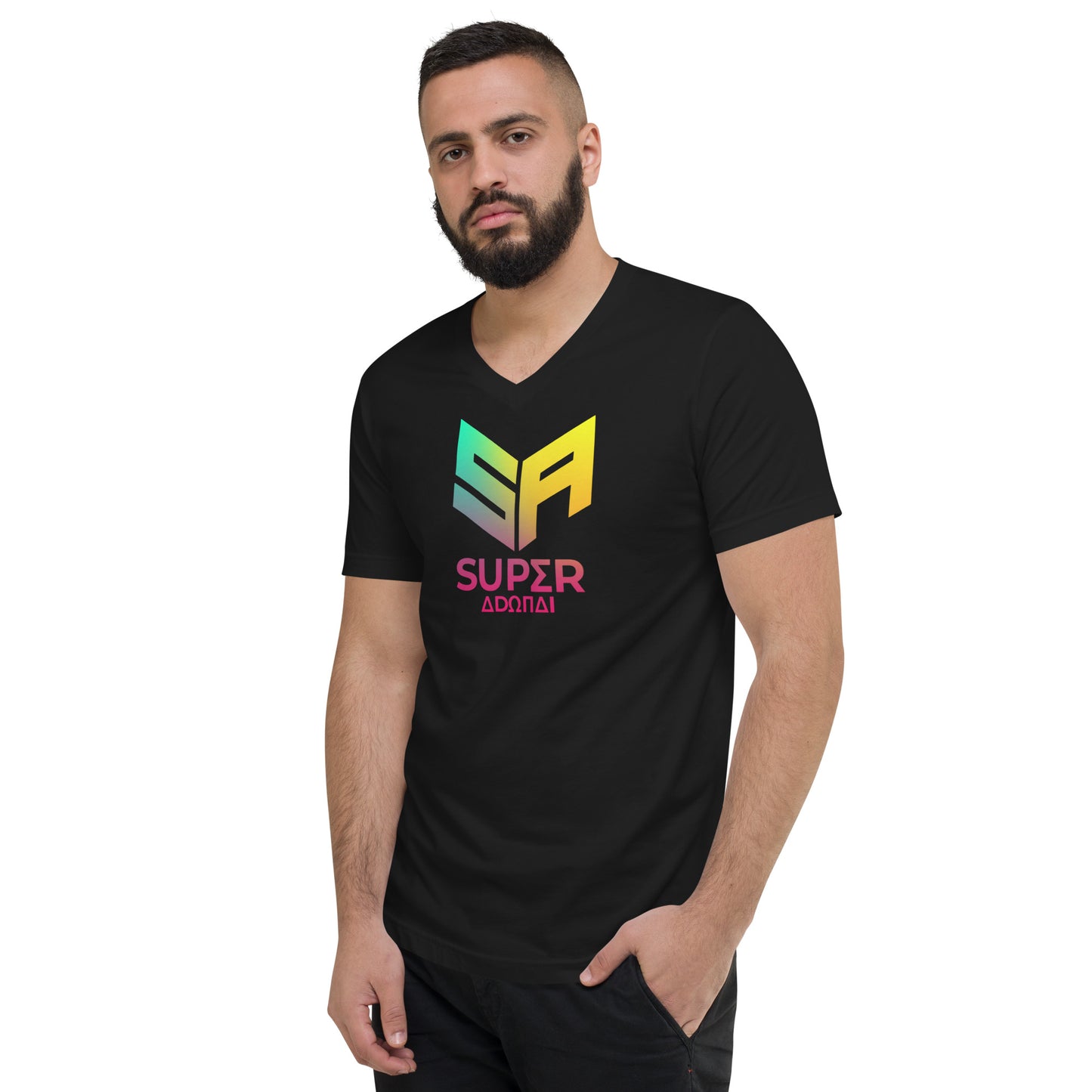 Superadonai SA logo Short Sleeve V-Neck T-Shirt