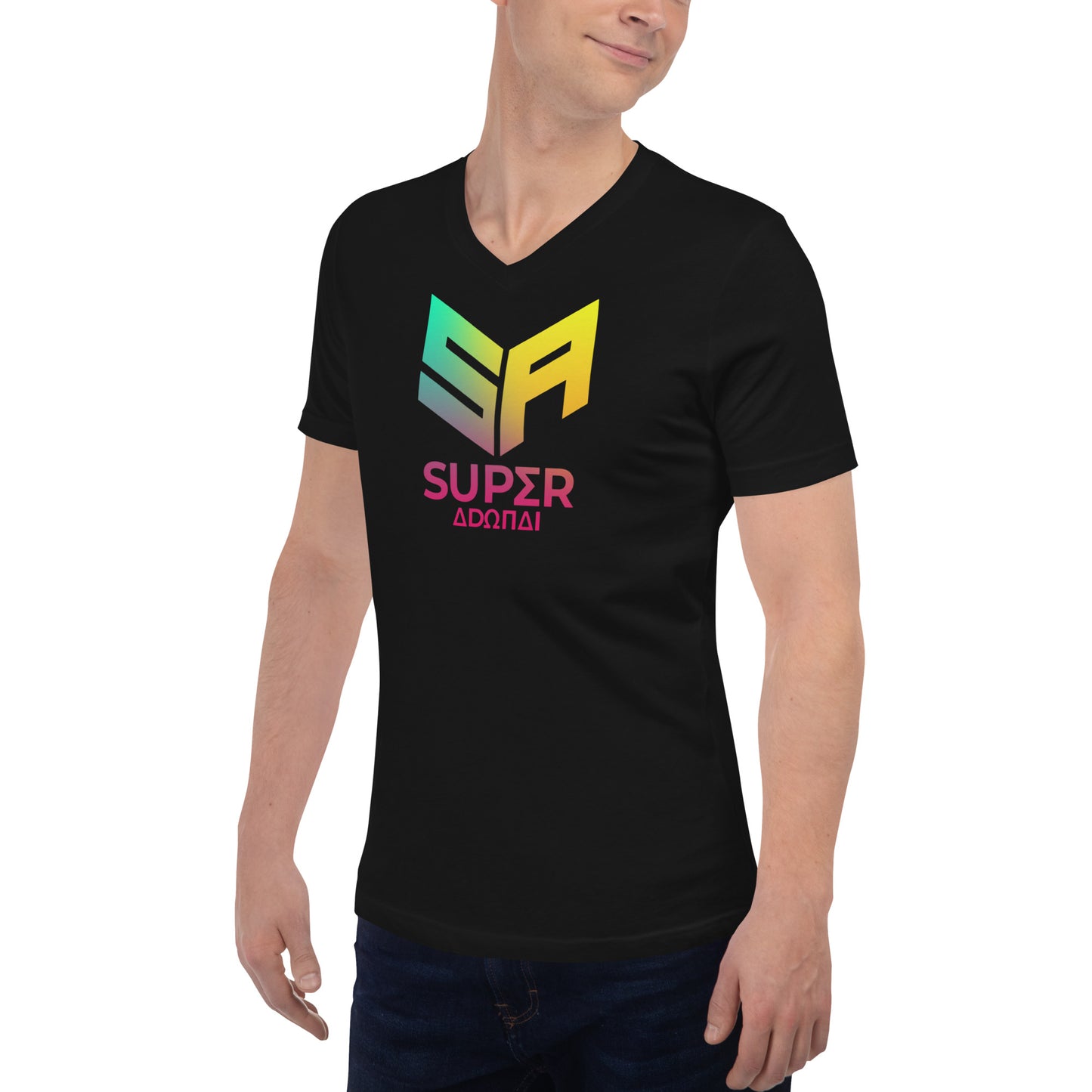 Superadonai SA logo Short Sleeve V-Neck T-Shirt