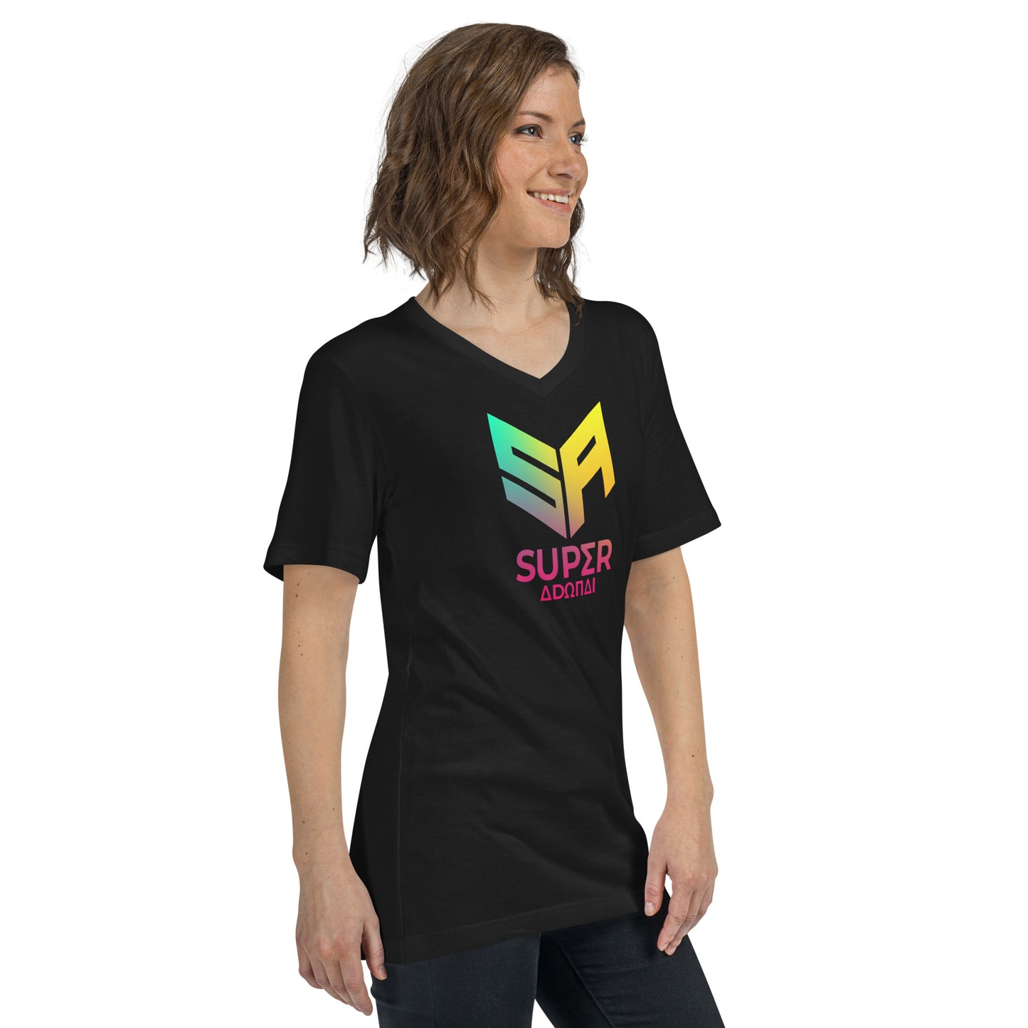 Superadonai SA logo Short Sleeve V-Neck T-Shirt