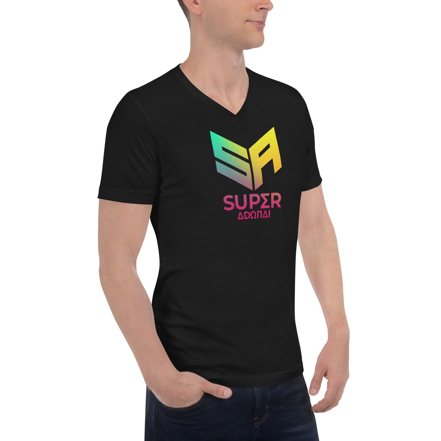 Superadonai SA logo Short Sleeve V-Neck T-Shirt